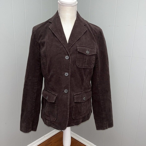 Lands' End Women's Corduroy Jacket Button Brown‎ Size 6 - Picture 1 of 10